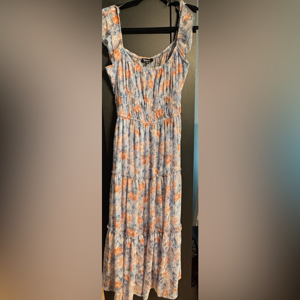 Trixxi Blue and Orange Floral Dress